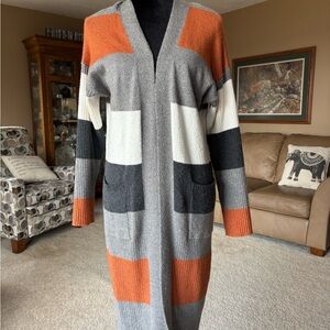Colorblock Long Cardigan Sweater S